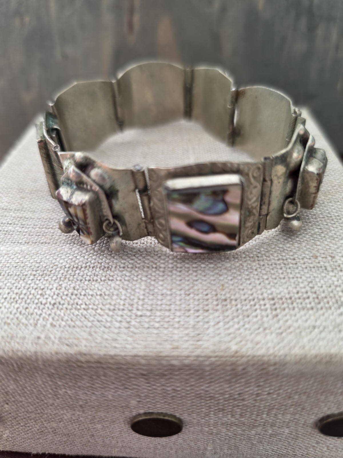 Vintage Alpaca Abalone Ladies Bracelet Signed