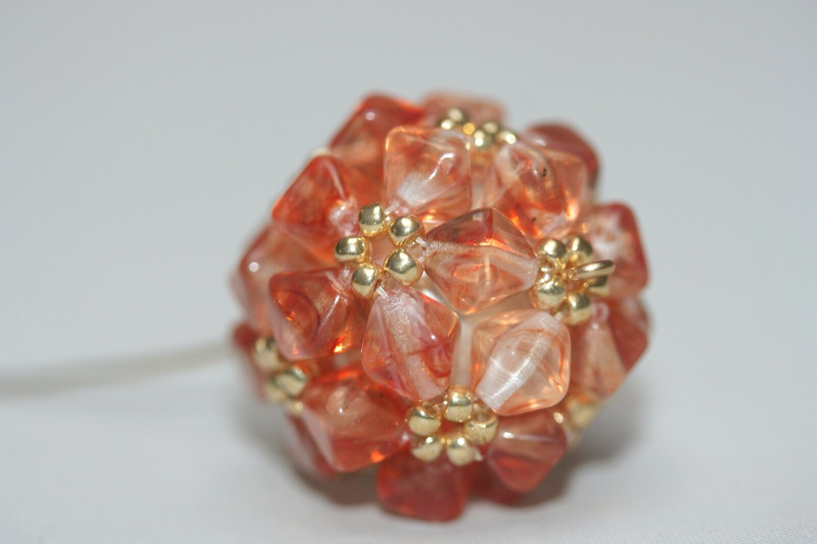 Vintage Czech Fire-polished Glass Beads Beaded Flower Ball