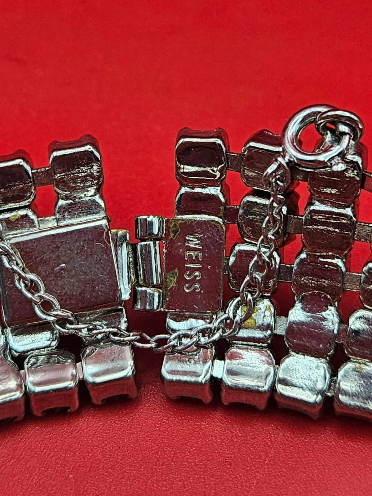 Signed WEISS Five Row ART DECO Emerald Cut and Round Clear Rhinestone Bracelet