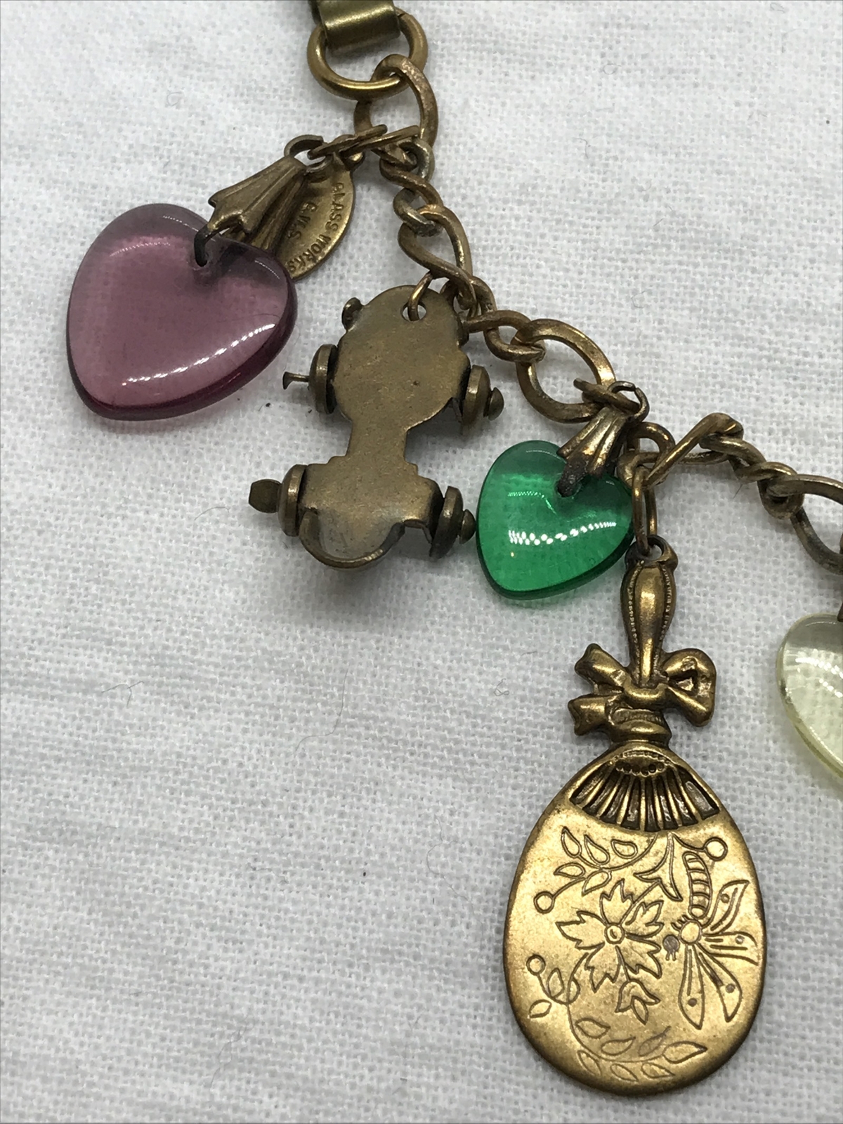 Vintage Glass Works Studio Glass Brass Charms in Multi Colors Bracelet