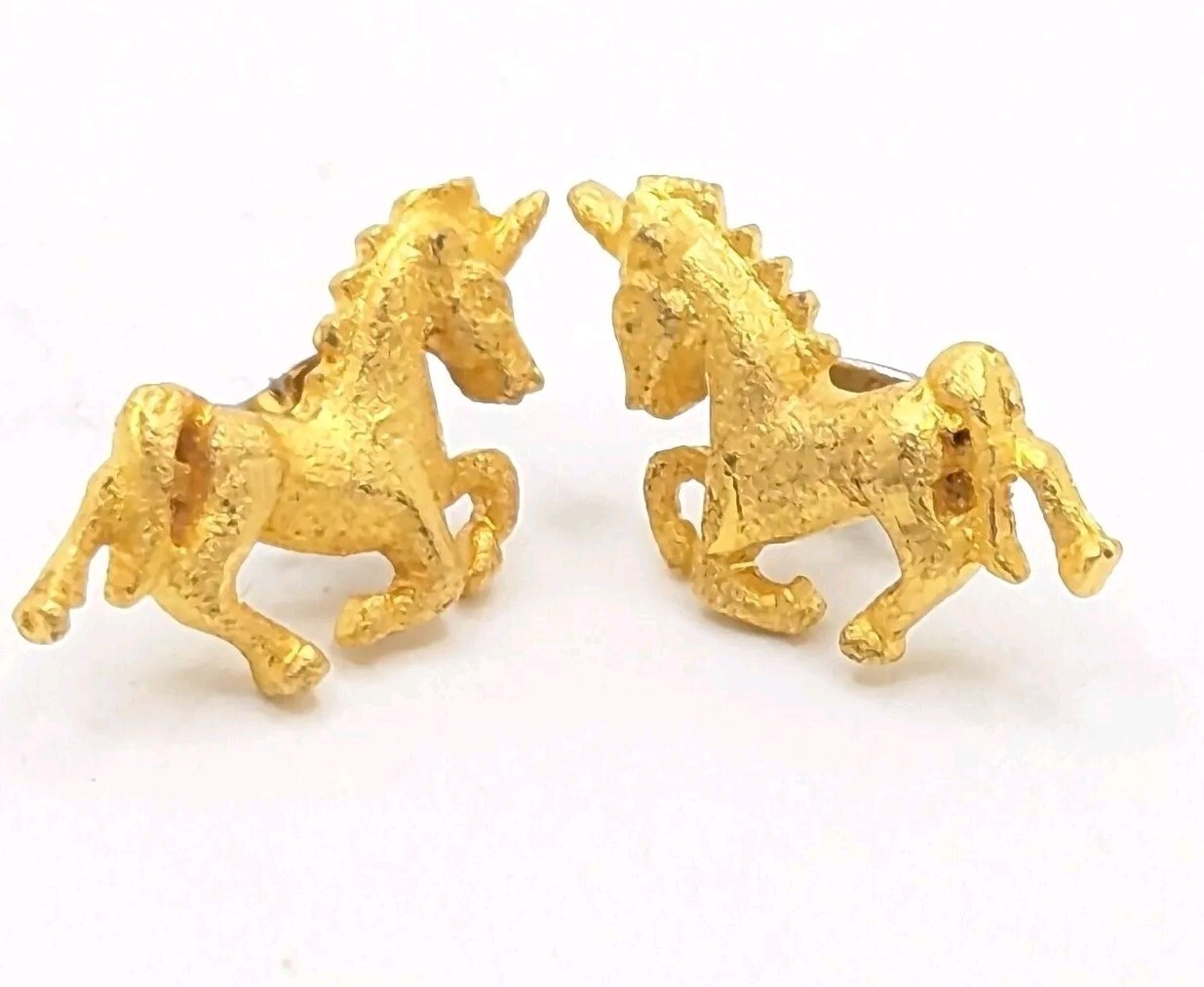 Vintage Stallion Horse Gold Tone Stud Earrings Equestrian Lover Gift Present