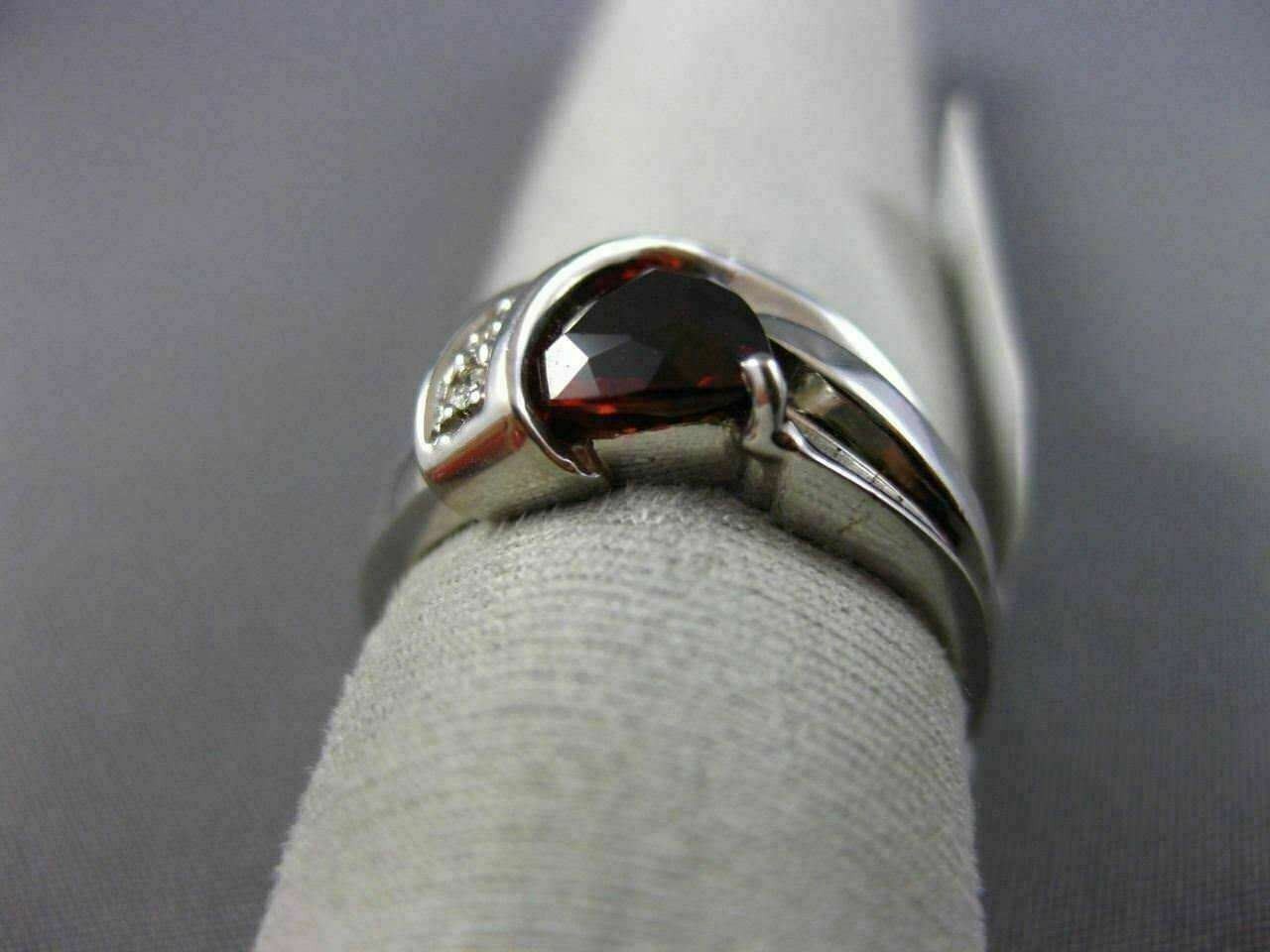 ESTATE 1.53CT DIAMOND & AAA TRILLION CUT GARNET 14KT WHITE GOLD 3D LOVE FUN RING
