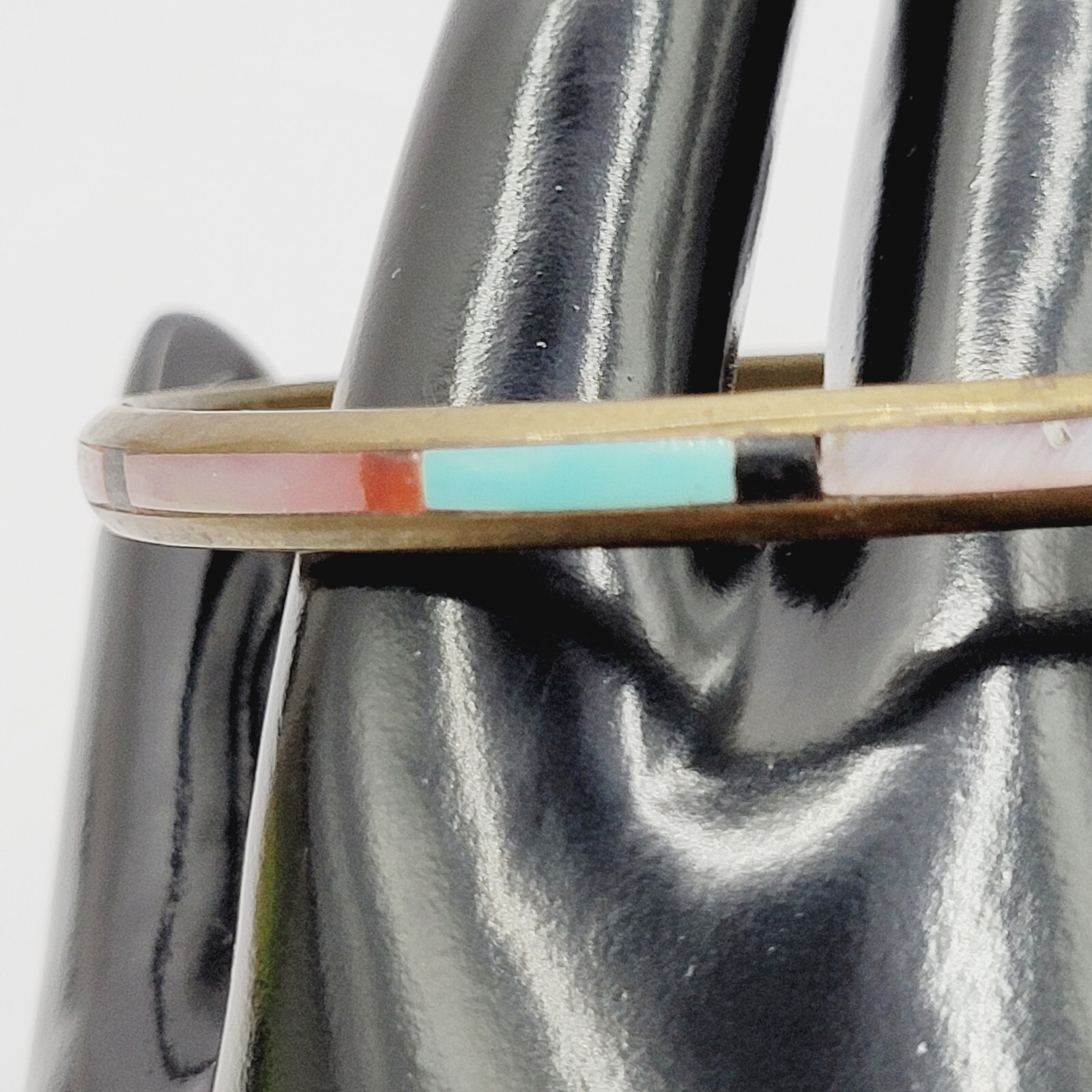 Handmade Southwestern Colorful Multi Stone Thin Inlay Vintage Bangle Bracelet