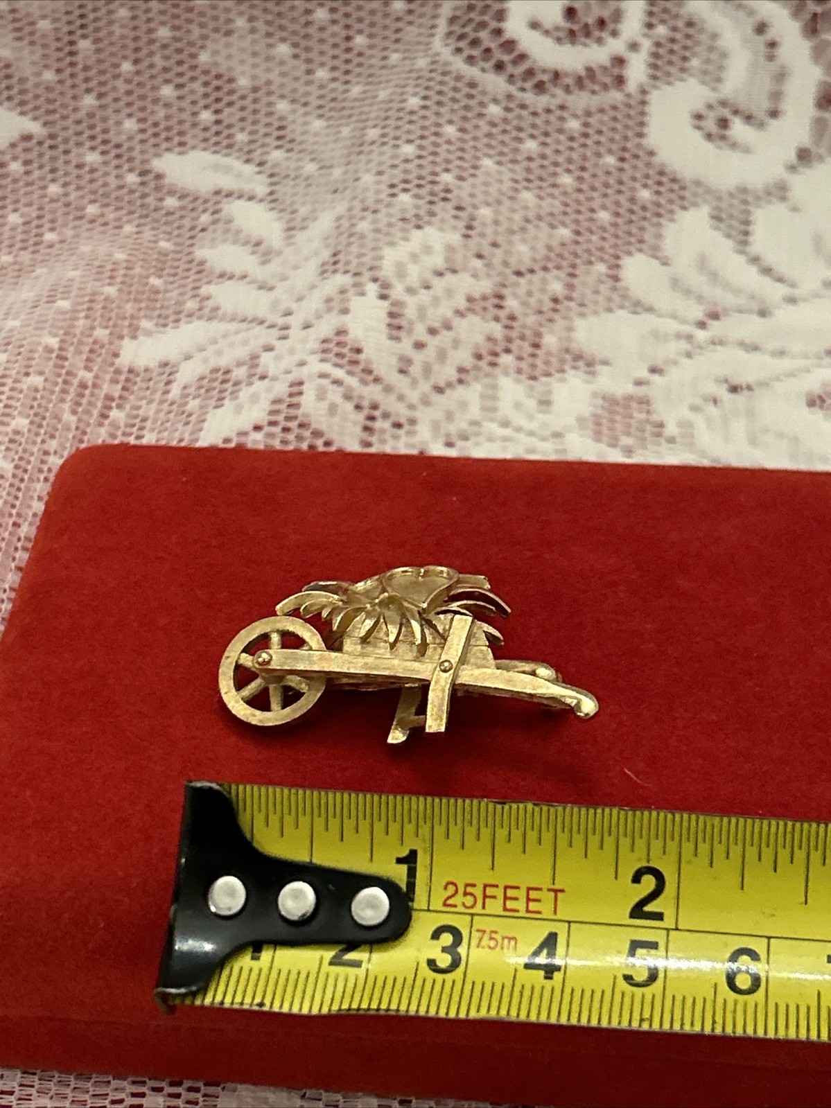 Vintage Trifari Gold Wheelbarrow Heart Mechanical Pin~Brooch