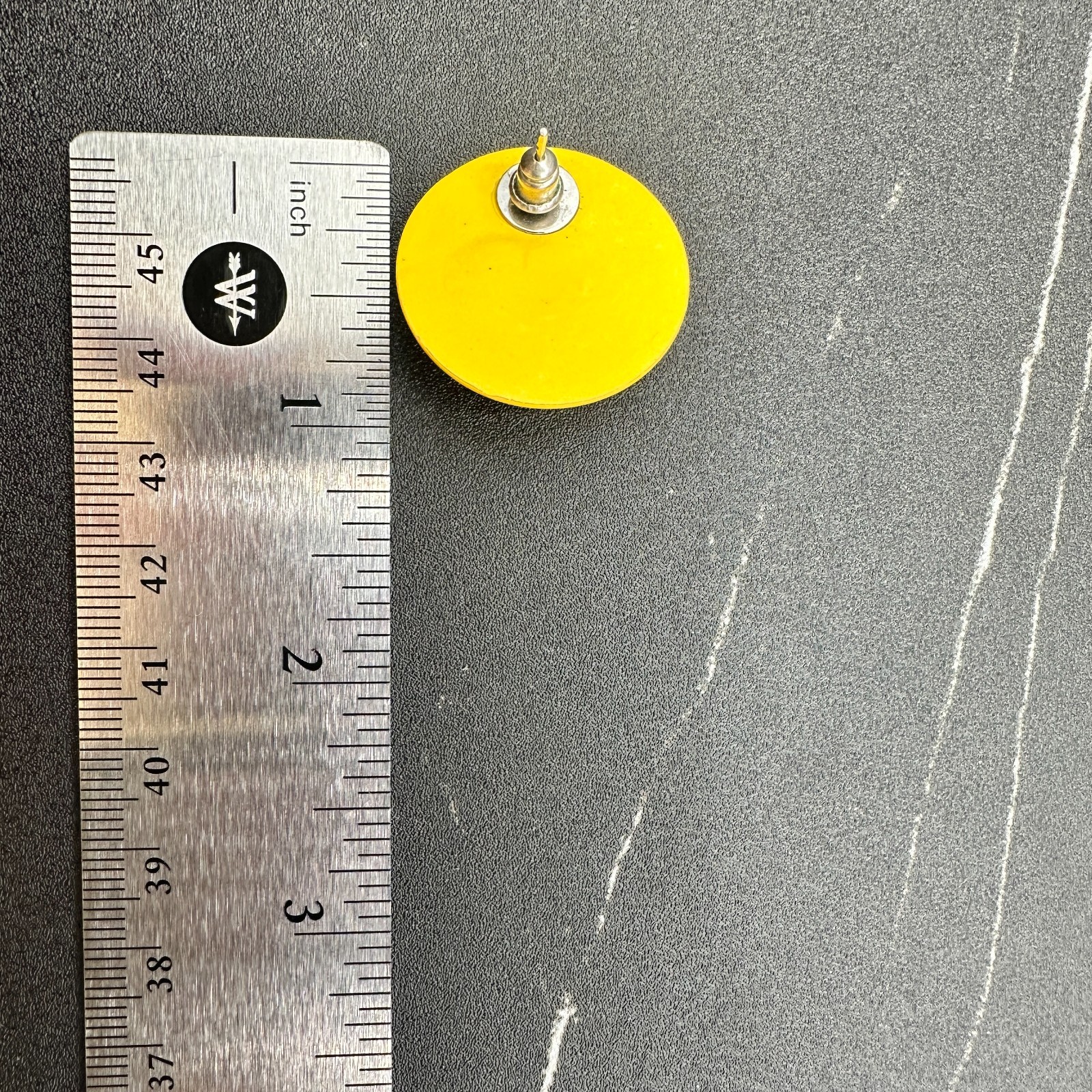Vintage Yellow Aluminium Coated Concentric Swirl Spiral Post Dangle Earrings