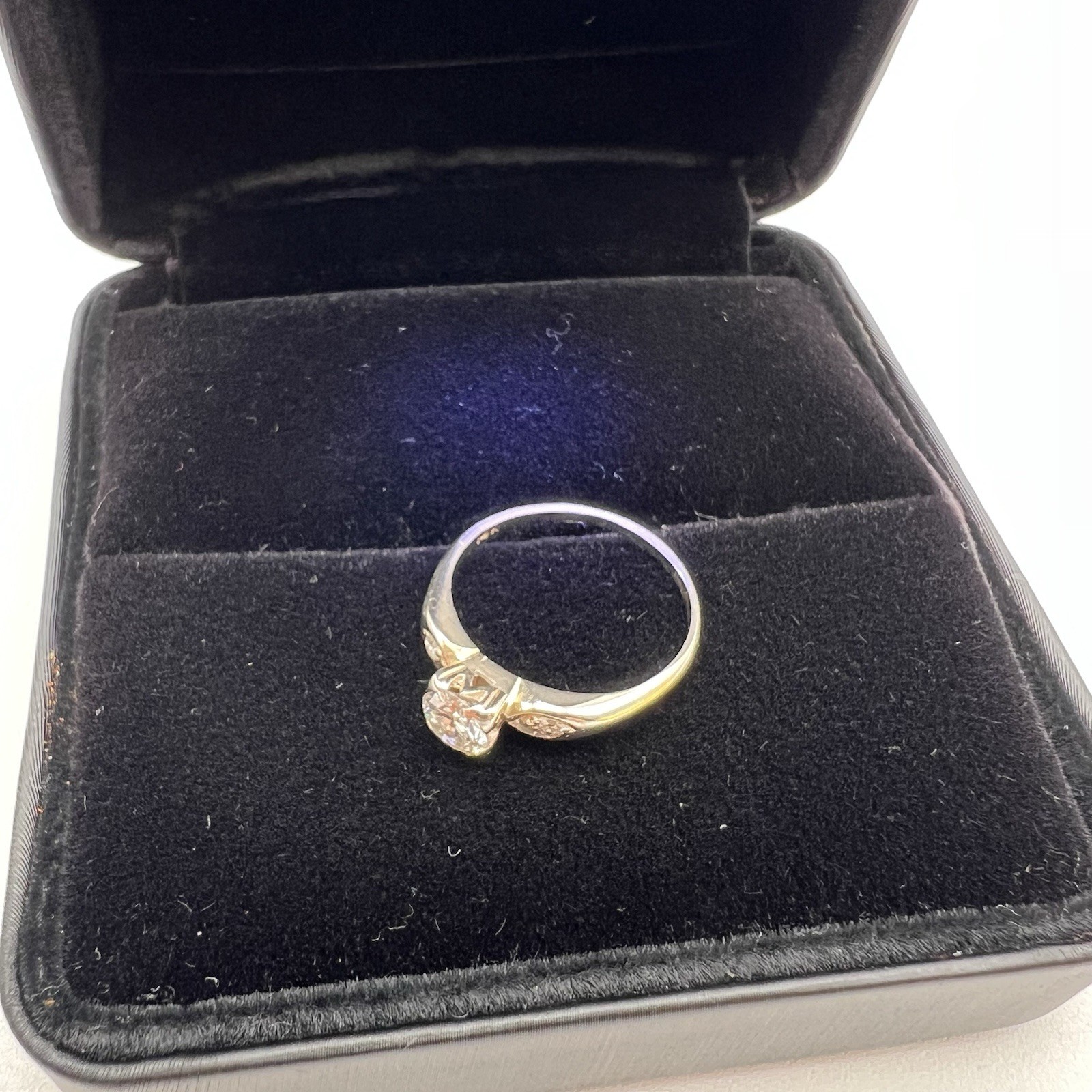 Vtg 14k White Gold 6.75 Ring Old European Cut Diamond 0.5ct H Color SI2 Clarity