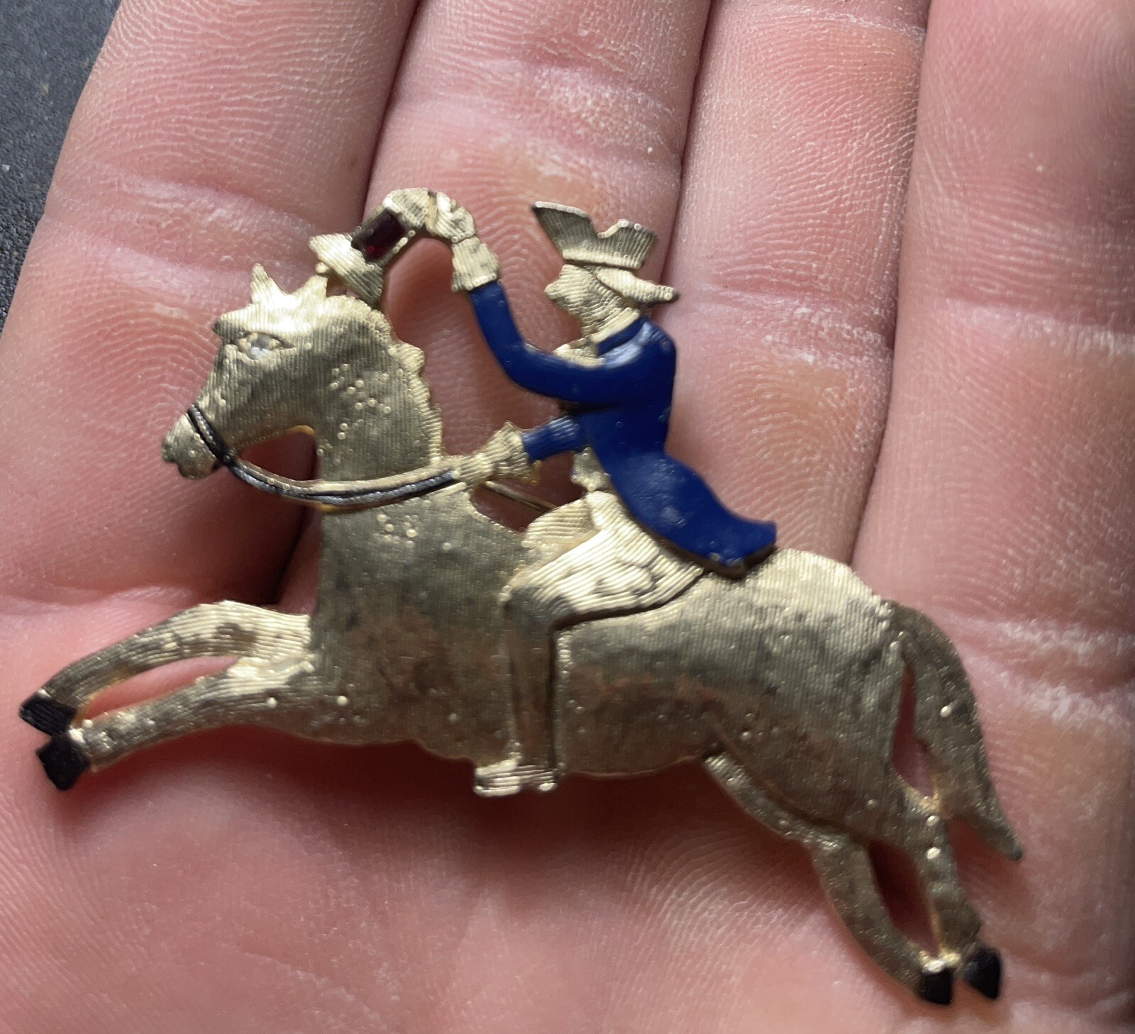 Vintage Signed DENICOLA Paul Revere PIN BROOCH USA Patriot RARE Gold Tone