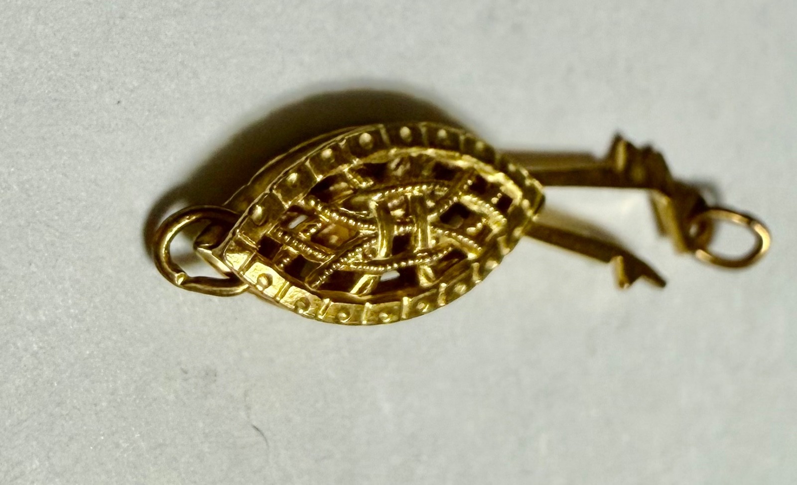 vintage gold on Sterling fishhook clasp for necklace, pearls etc.