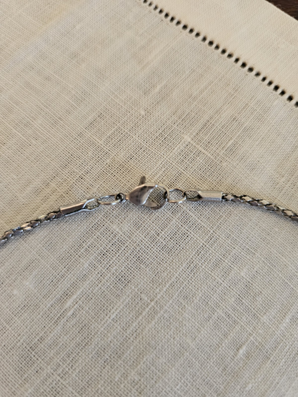Vintage Oxidized Silver Tone Popcorn Chain Necklace 19″