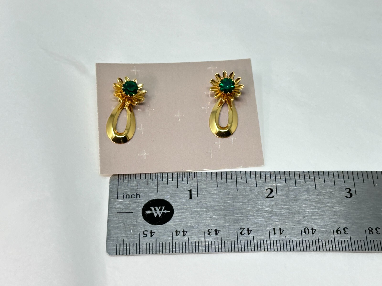 Vintage 1990 Avon MAY Green Birthstone Three in One Pierced Earrings With Box
