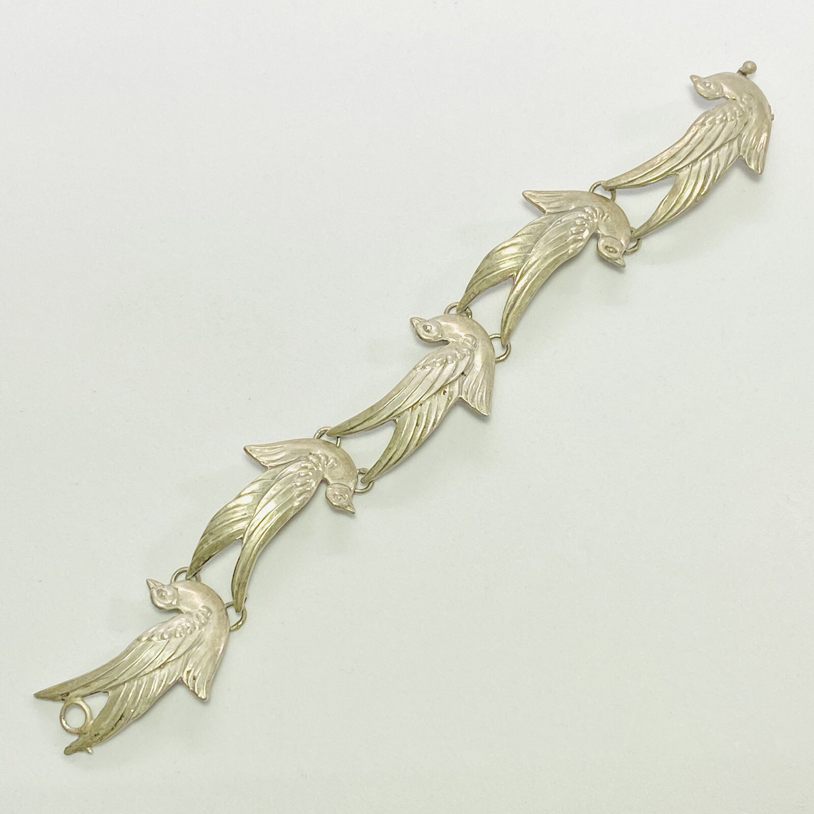 Los Castillo Taxco Mexico Sterling Silver Dove Bird 6.5″ Bracelet 23.0g