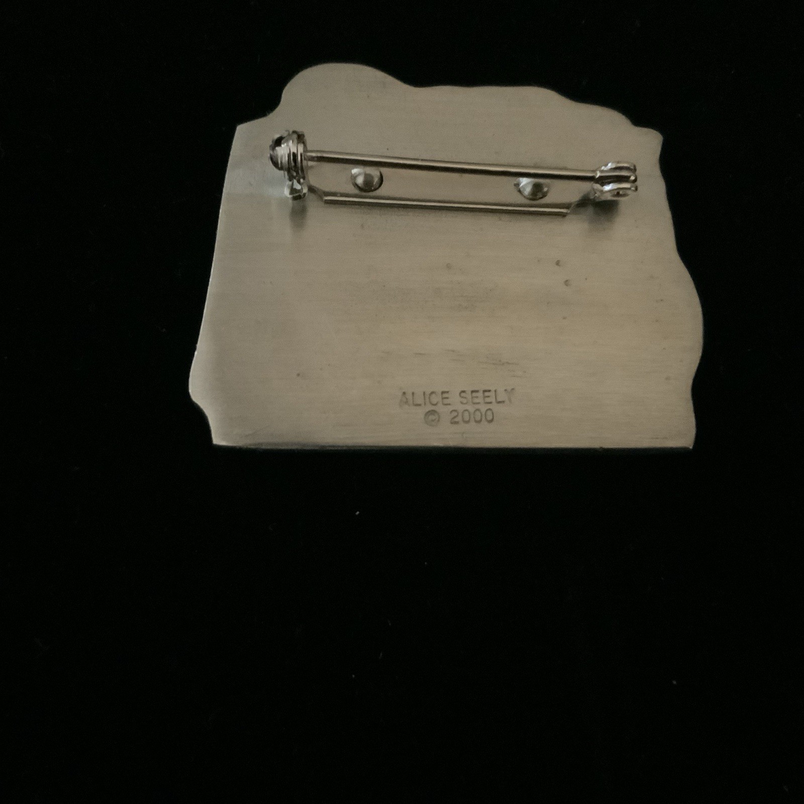 Vintage ALICE SEELY Pewter Pin Brooch Cleopatra’s Comb 2000s Y2K Signed