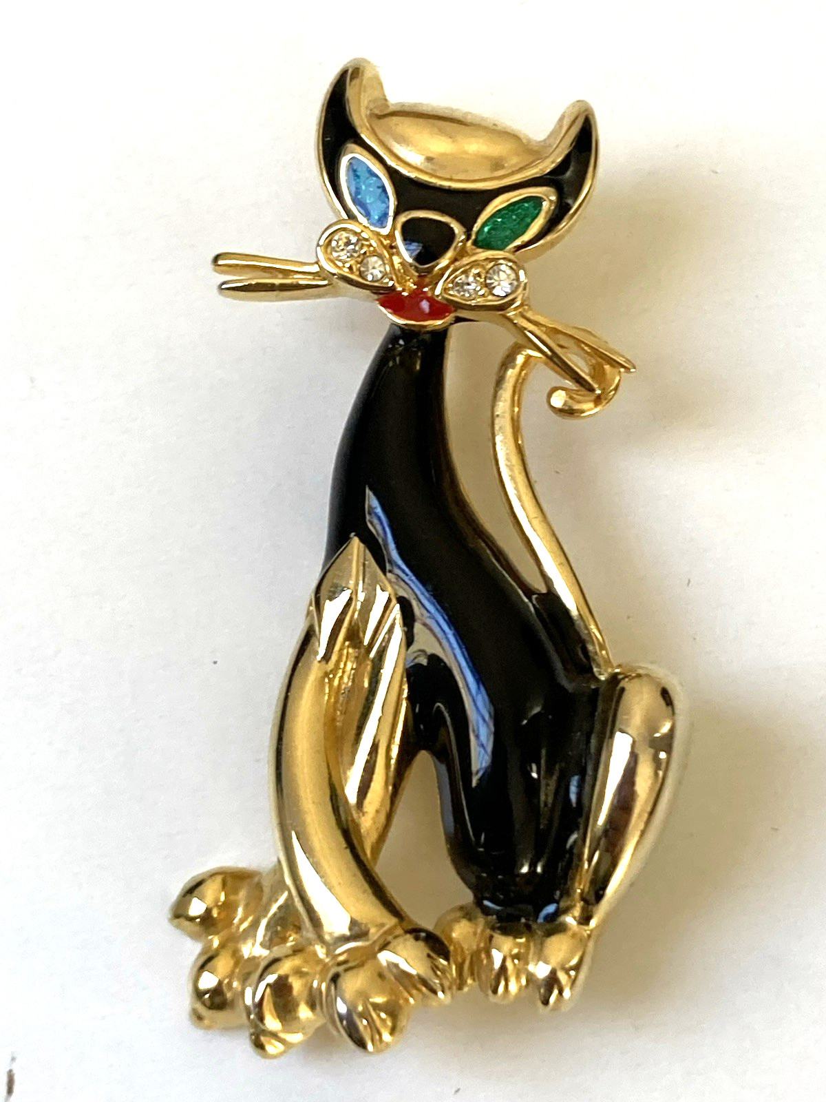 1950s-1980s Cat Brooch Lot of 4 with Boucher Siamese Cat and 1950s Hep Cat