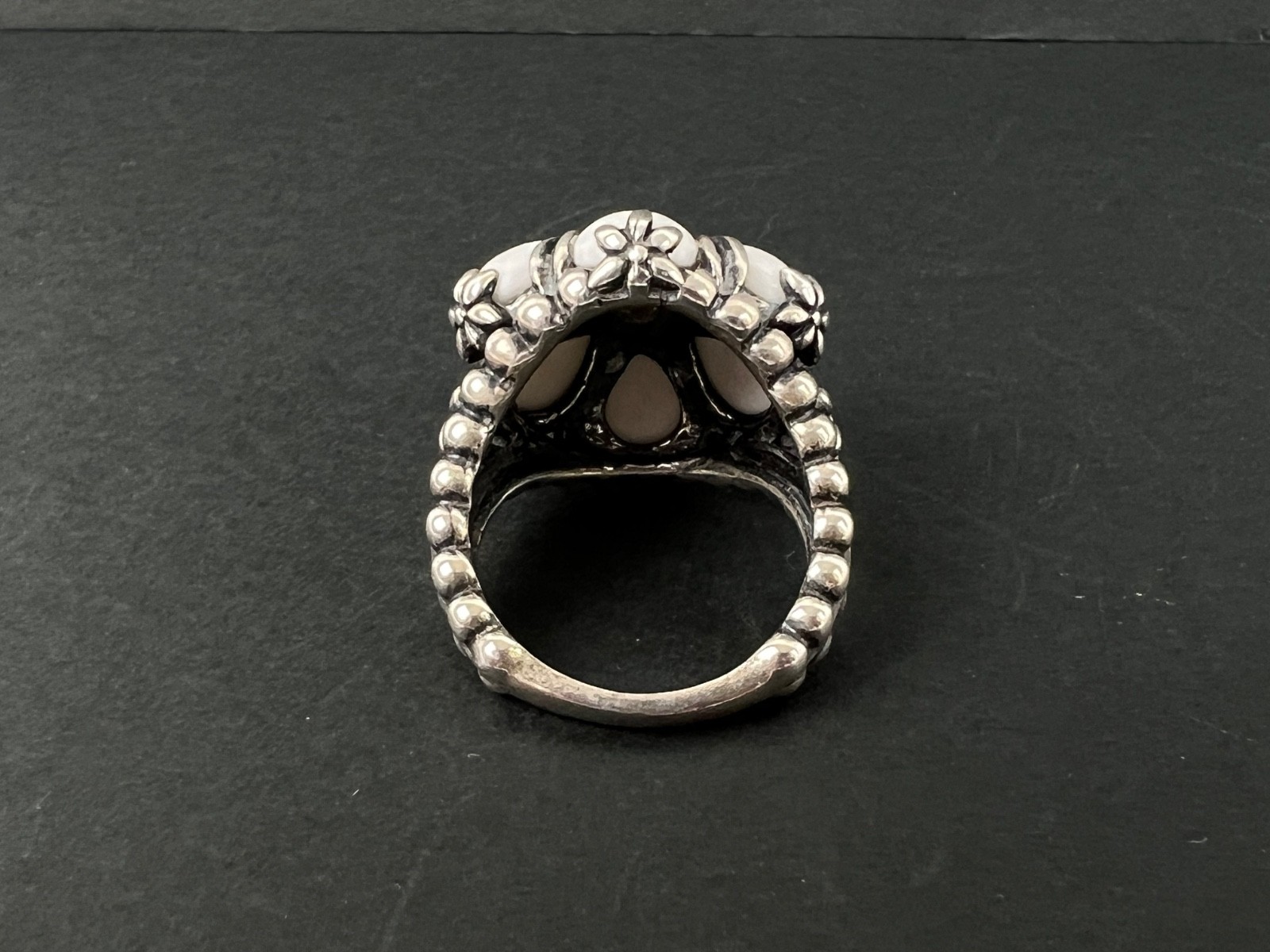 Carolyn Pollack Relios White Howlite Flower Sterling Silver Ring Size 8