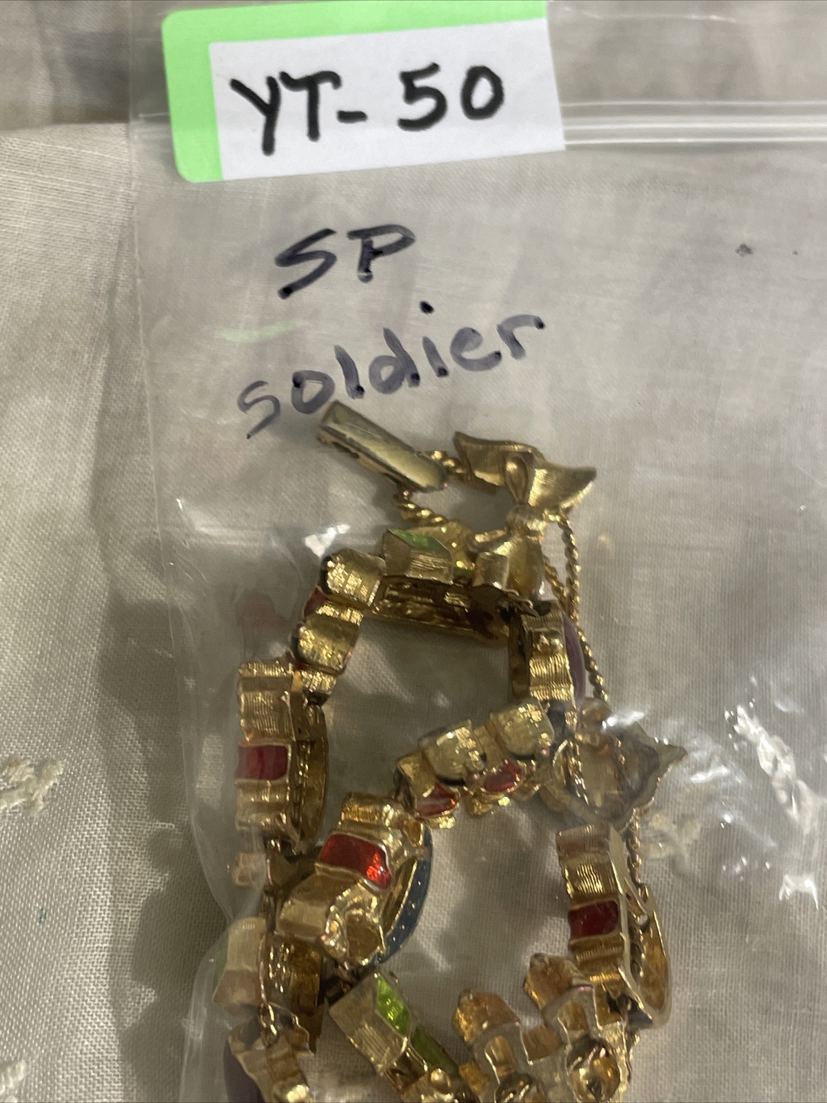 Vintage SP Enamel Christmas Slide Bracelet Train Rocking Horse Soldier YT-50