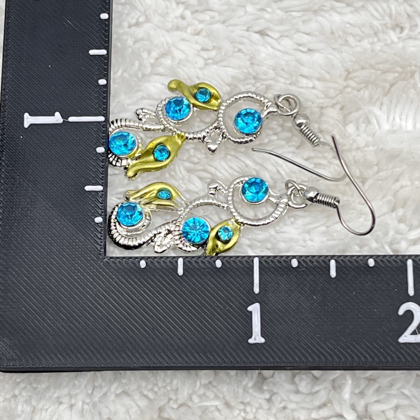 Vintage Blue Butterfly Jewelry Set Y Drop Necklace Earrings Fairycore