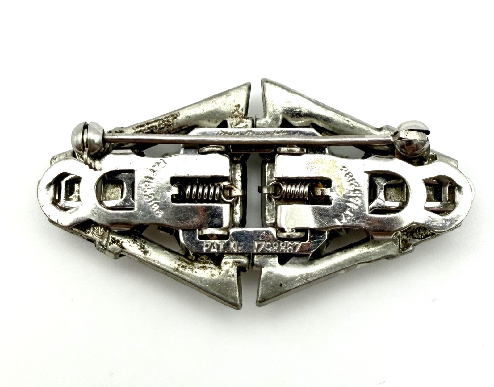 Art Deco Coro Duette Rhinestone Dress Clip Brooch Convertible PAT 1798387