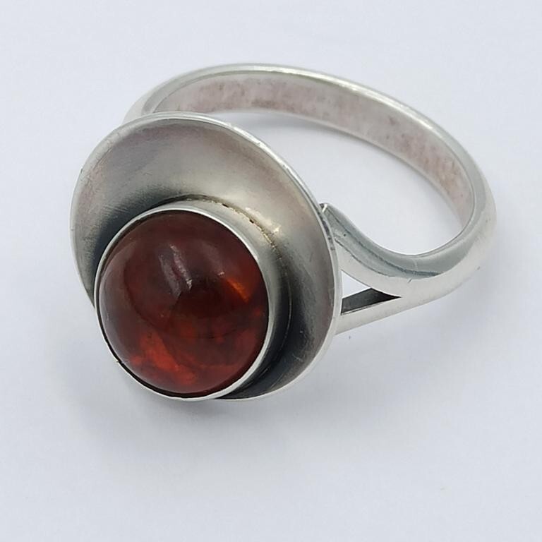 N.E.FROM Vintage sterling silver 925s Ring Amber Denmark, 1960s, 3.7g.