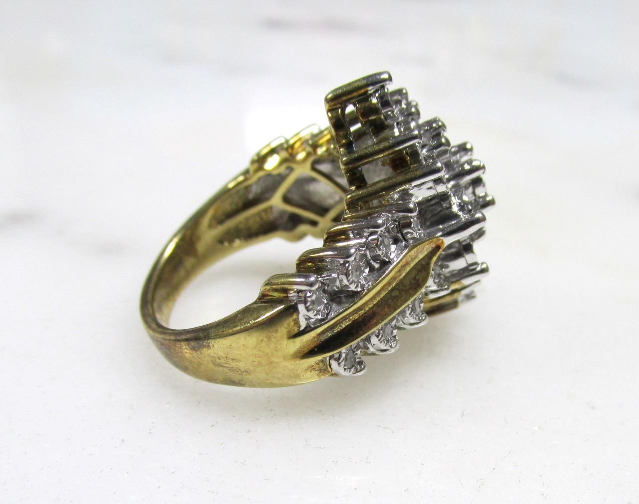 Women’s .35ctw Diamond Gold Plated Sterling Silver Cocktail Ring ~ 10g ~ 3-K198
