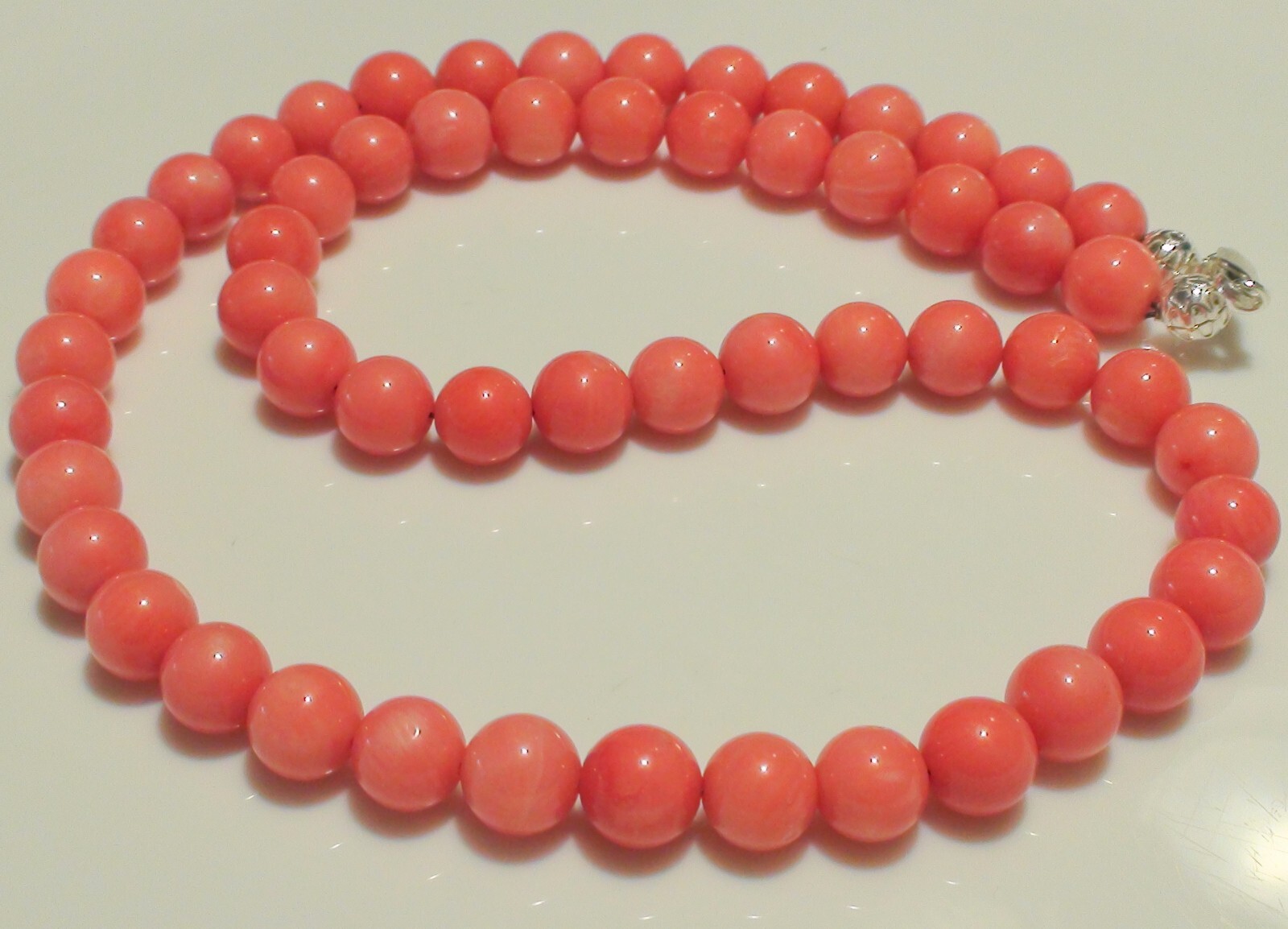 VINTAGE! 213.25ct 100% NATURAL PINK SALMON JAPANESE MOMO CORAL 925 SILVER CLASP