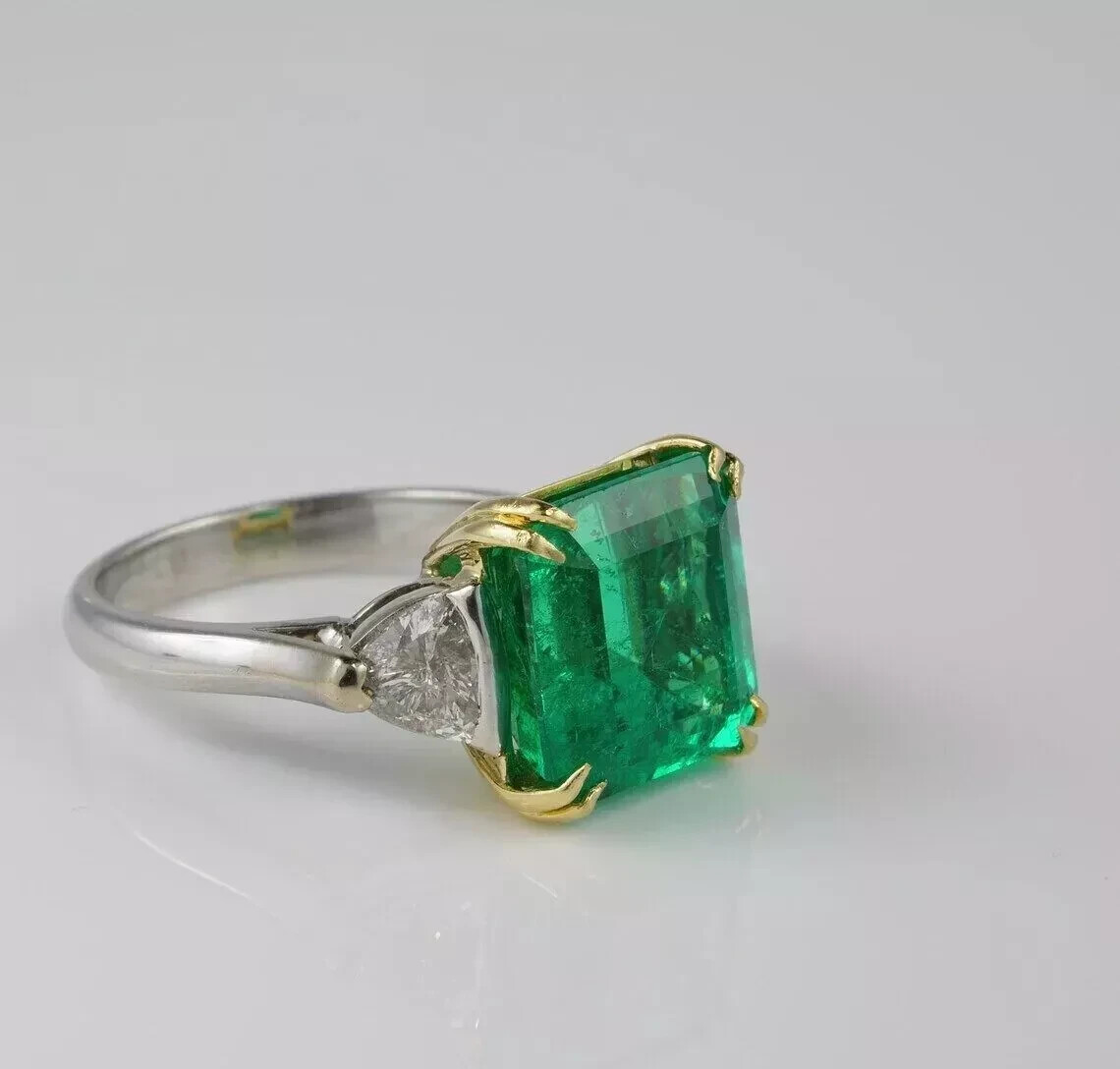 Art Deco 3.75Ct Lab Created Emerald Diamond 14K White Gold Finish Wedding Ring