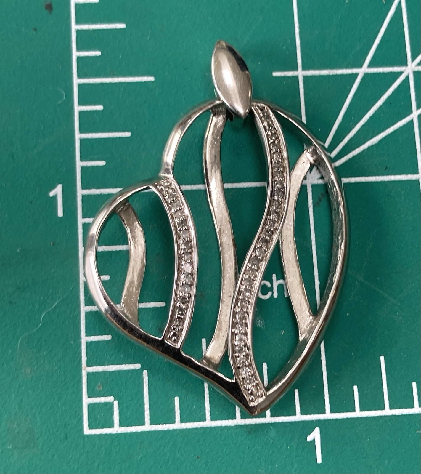 925 Sterling Silver Pendant ~ CZ Heart Cubic Zirconia ~ 1.5″ ~ 5 grams