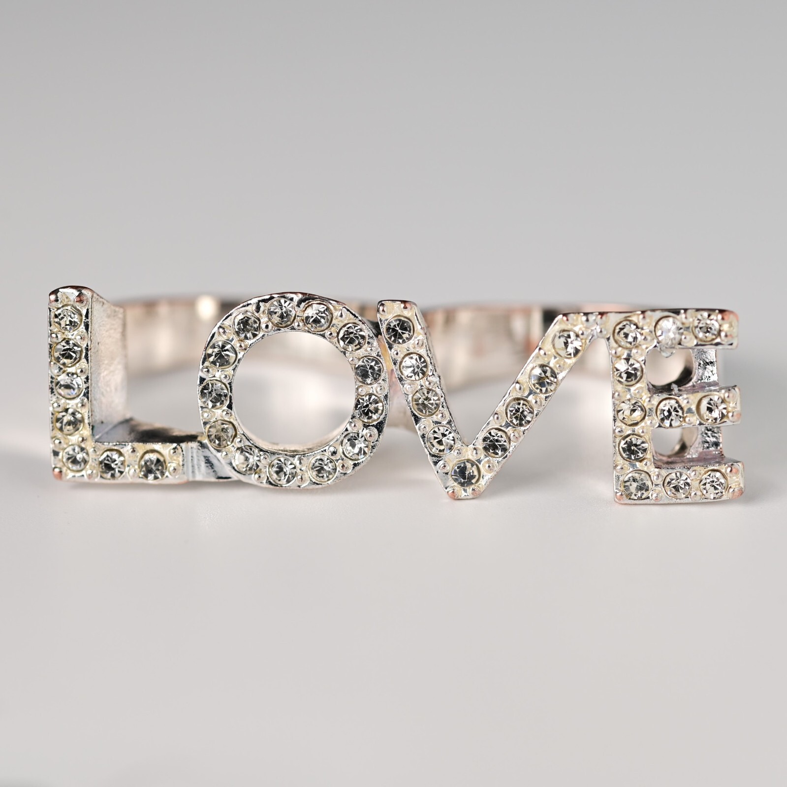 LOVE Letter Original Vintage Rhinestone Designer Cubic Zirconia Dual Estate Ring