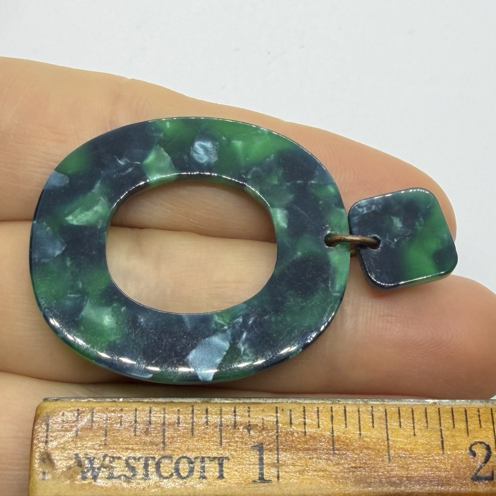 Vtg Big Green Resin Hoop Door Knocker Statement Earrings Post Dangle Drop Large