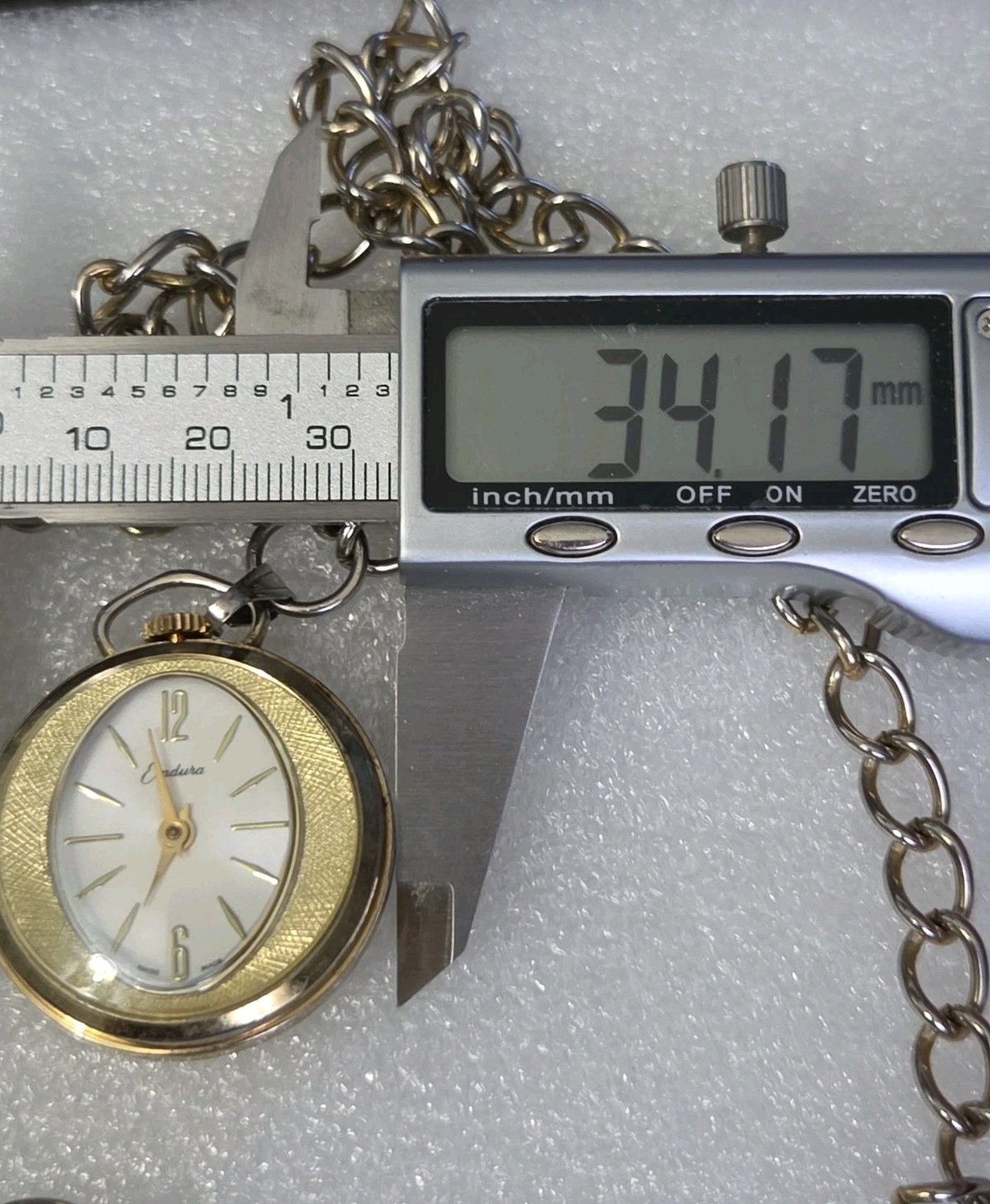 Vintage Endura Pendant Mechanical Watch. Swiss Made Gold Tone. Works Well.