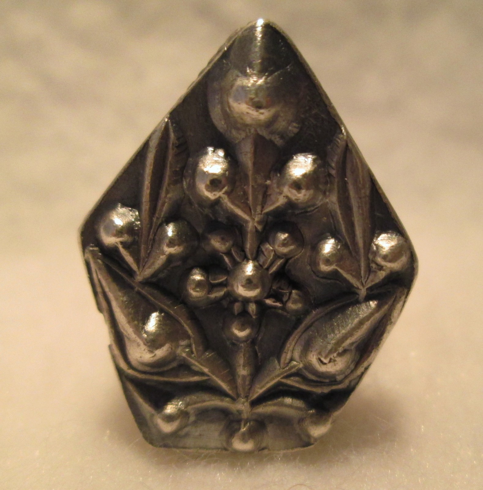 Unusual Middle Eastern Detailed Silver Lozenge Relief Ring