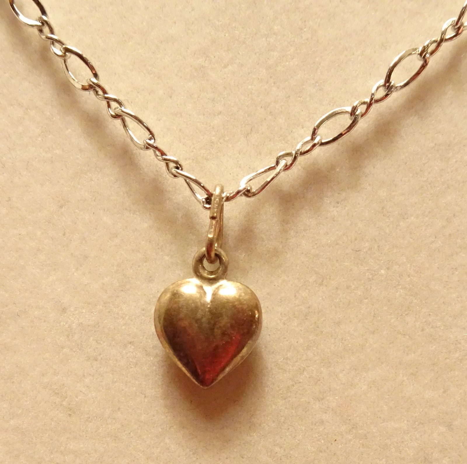 Puff Heart Sterling Silver Necklace Vintage