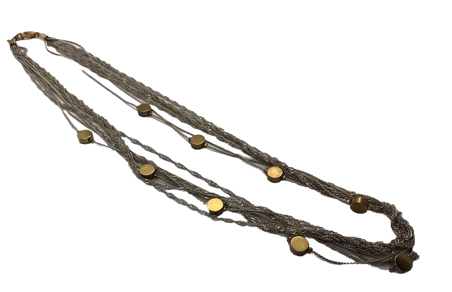 Vntg Necklace Multi (8) Strand GoldTone Small GoldTone Inserts Approx 12” Length