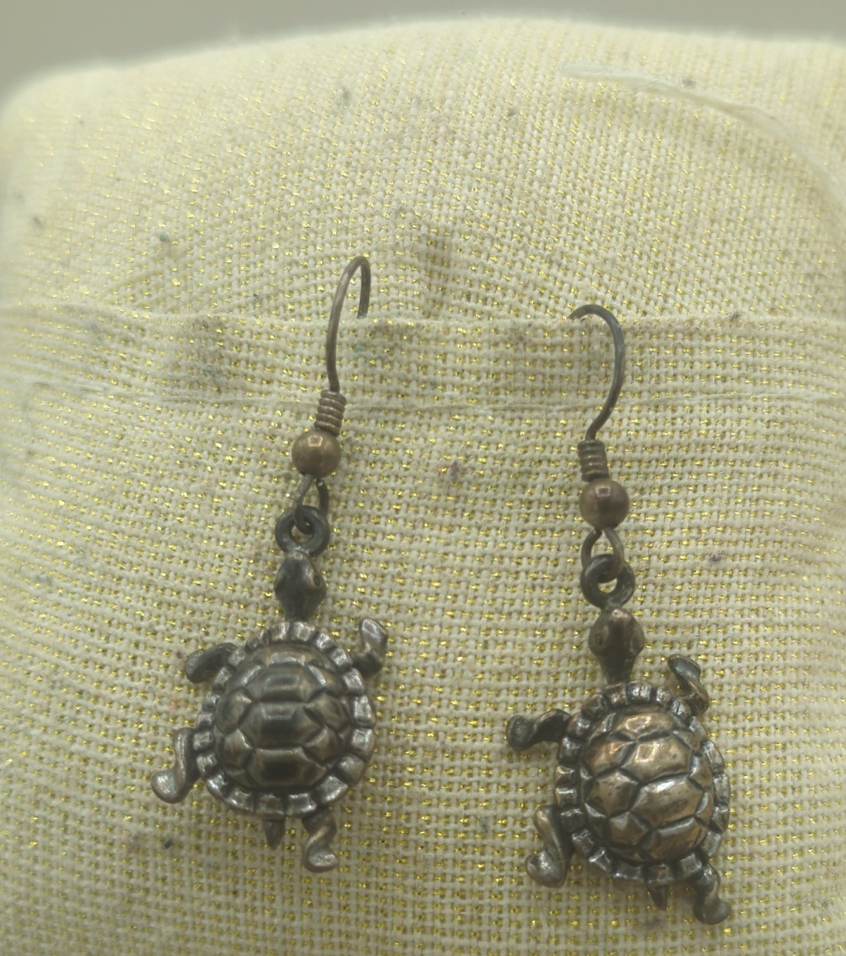 Sterling Silver Turtle Tortoise Dangle Earrings 925 Vintage
