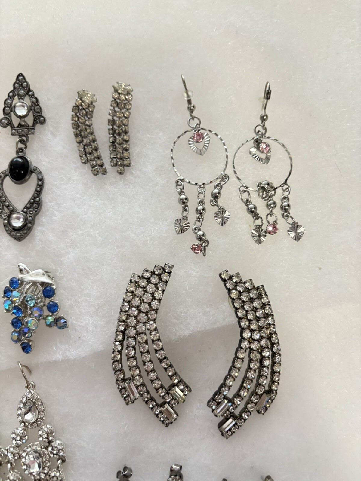 Estate Find Lot Of Silver Tone Earrings Drop-Dangle X 12 Pr
