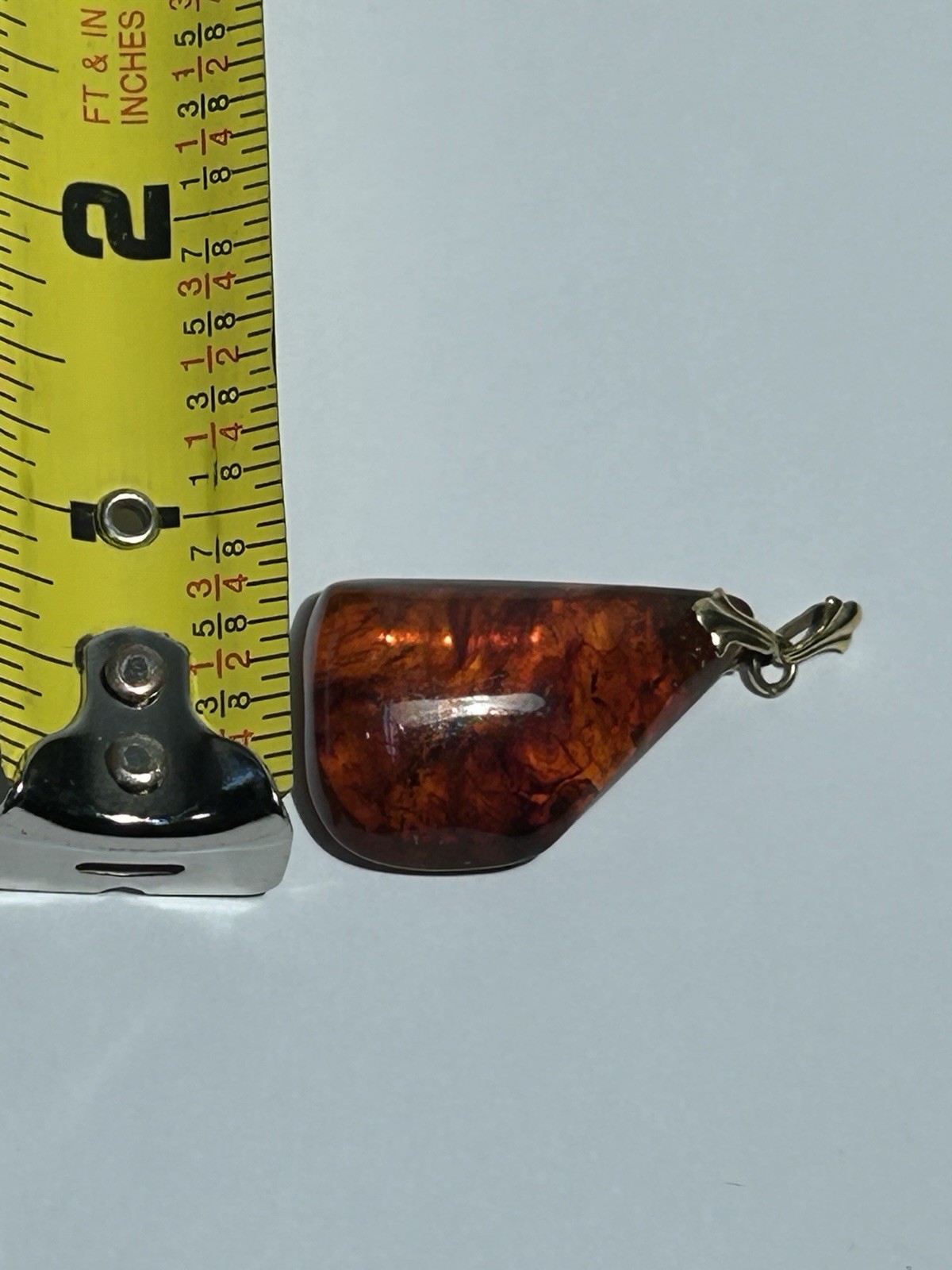 Vintage Baltic Amber Pendant Gold Bail AD Mark Honey Cognac Natural*