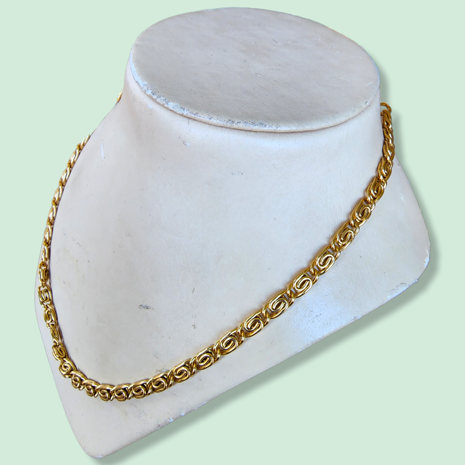 Vintage 18K Gold Plated Snail Chain Necklace (45 cm) – 1980’s – Made in UK