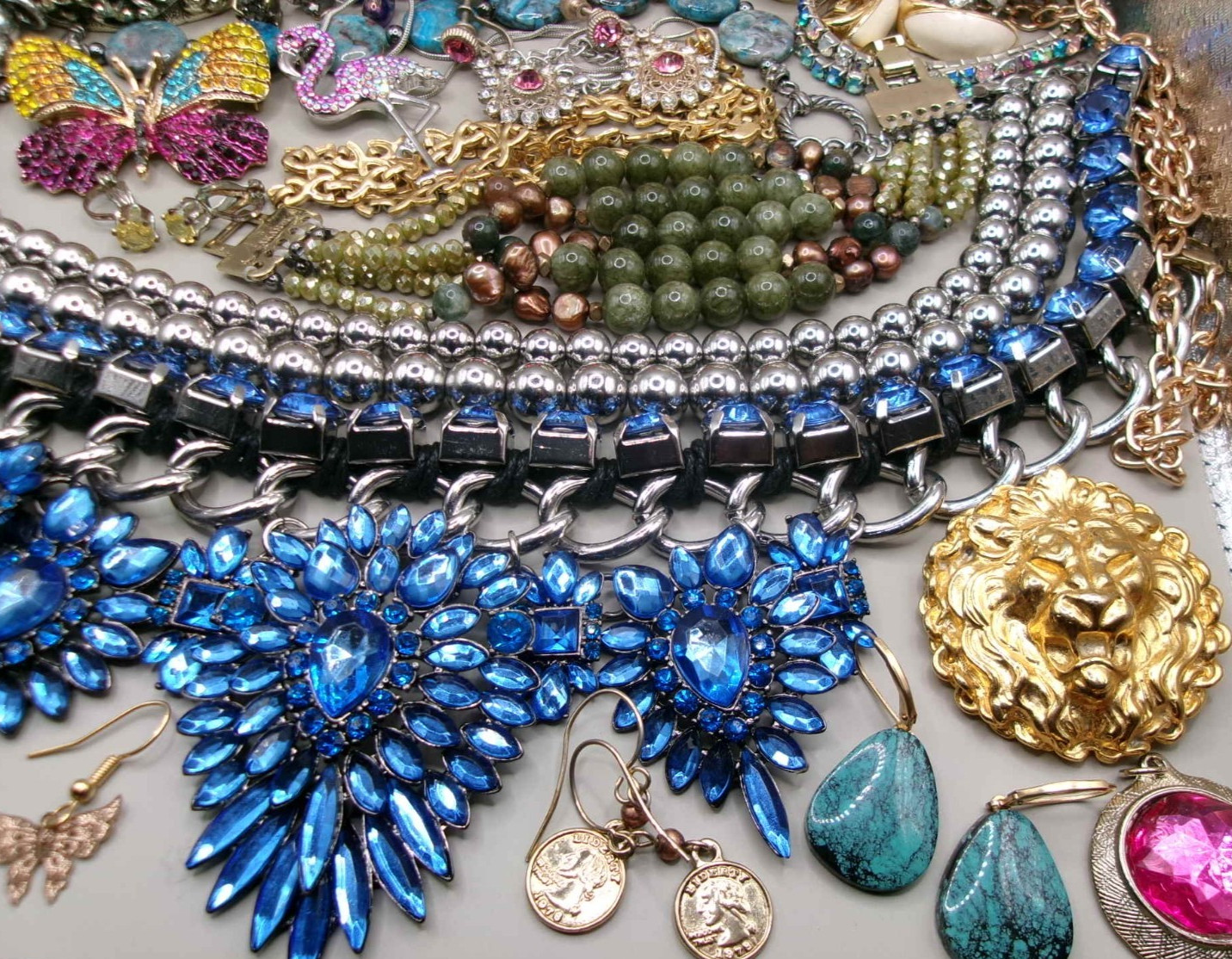 Vintage~Now Estate Costume Jewelry Lot~Rhinestones~Multi~1 AVON~1 MONET