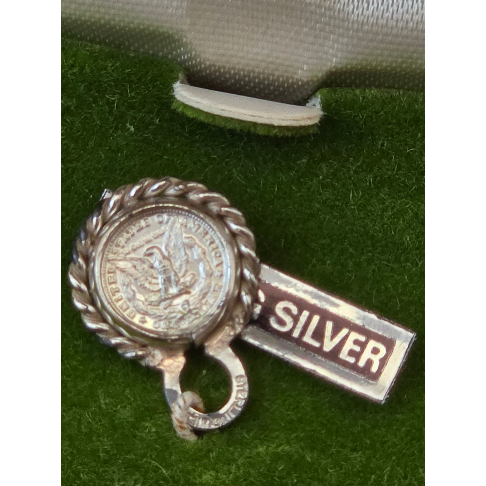 Sterling Silver 1878 Morgan Dollar Coin Charm Pendant with Rope Bezel & Box