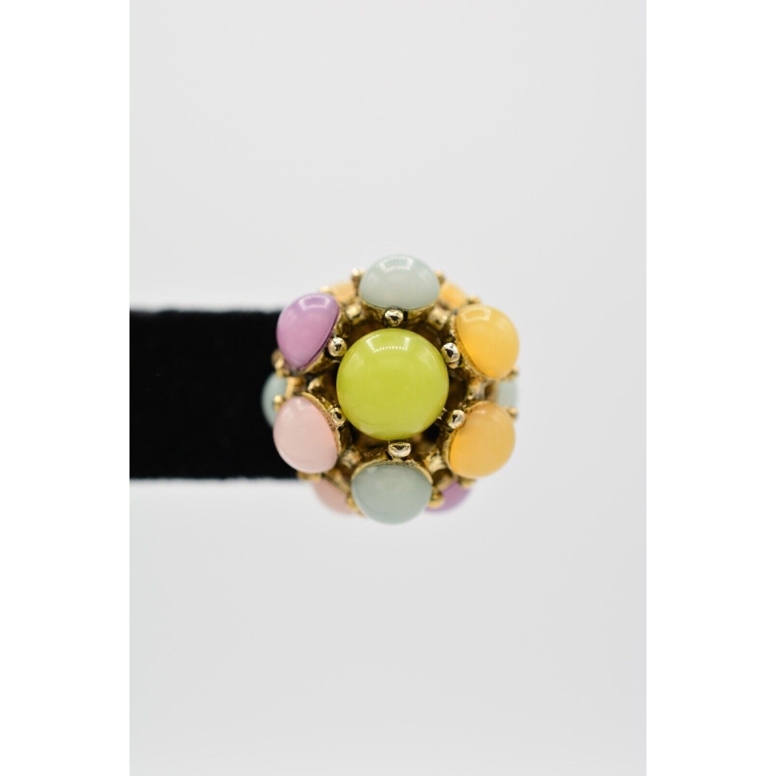 Vintage Pastel Cabochon Earrings Multi-Color Round Chunky Multi-Color 90s BinAE