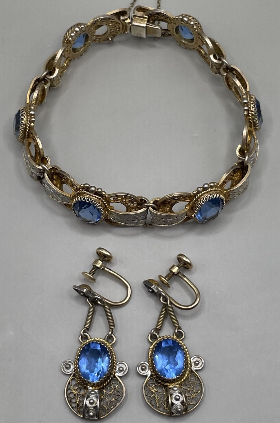 Naomi Women’s Bracelet Screw Back Earrings Set Sterling 900 12K Gold Filled