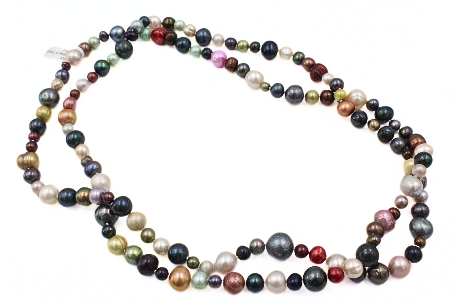 Charming Multi Color Dyed Freshwater Pearl 7-12mm Gray Green White HSN Necklace