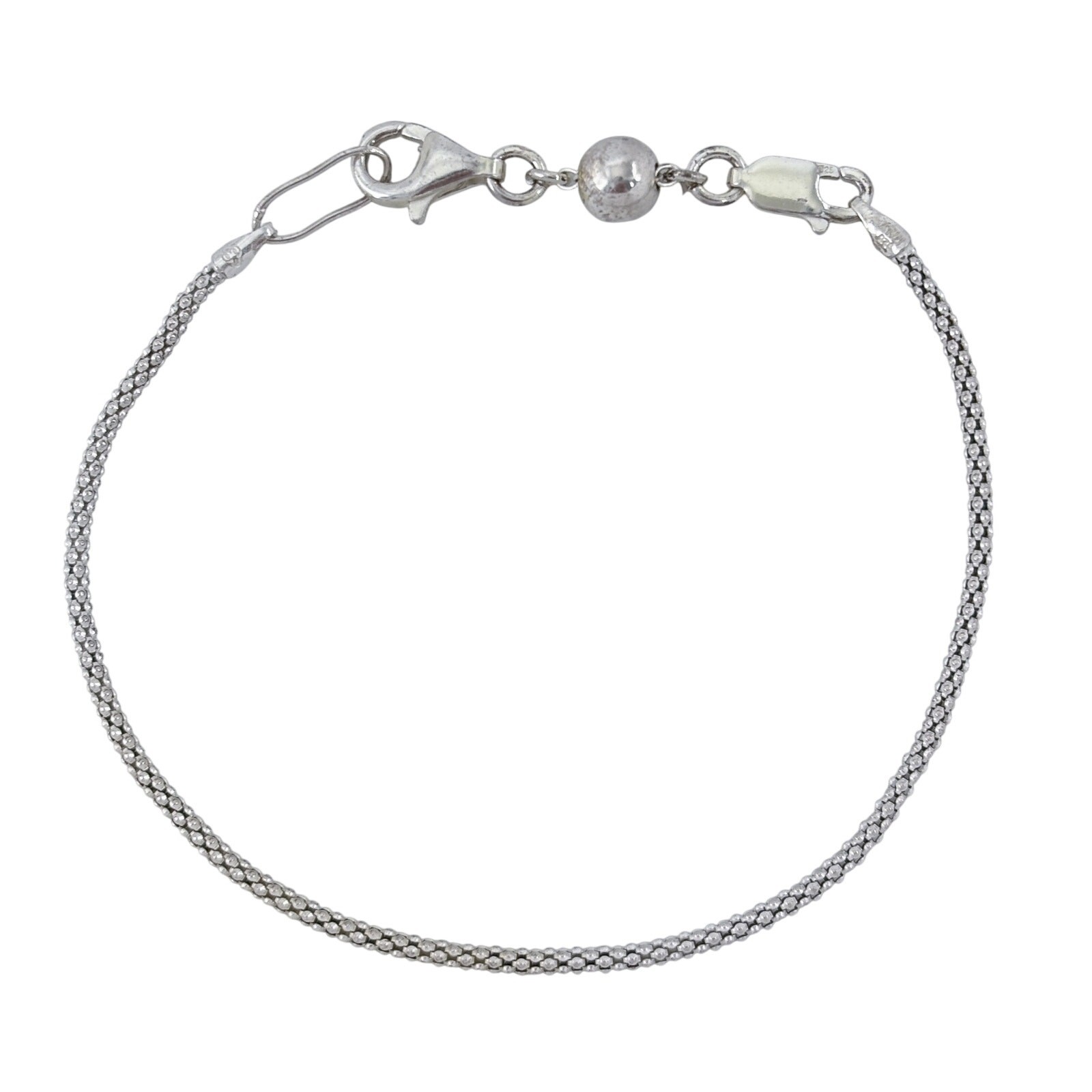 Vintage Sterling Silver 925 Popcorn Chain Bracelet 7.5″