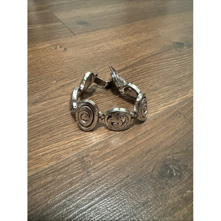 Brighton Silver Tone Swirl Scroll Link Bracelet Vintage Style Statement Jewelry