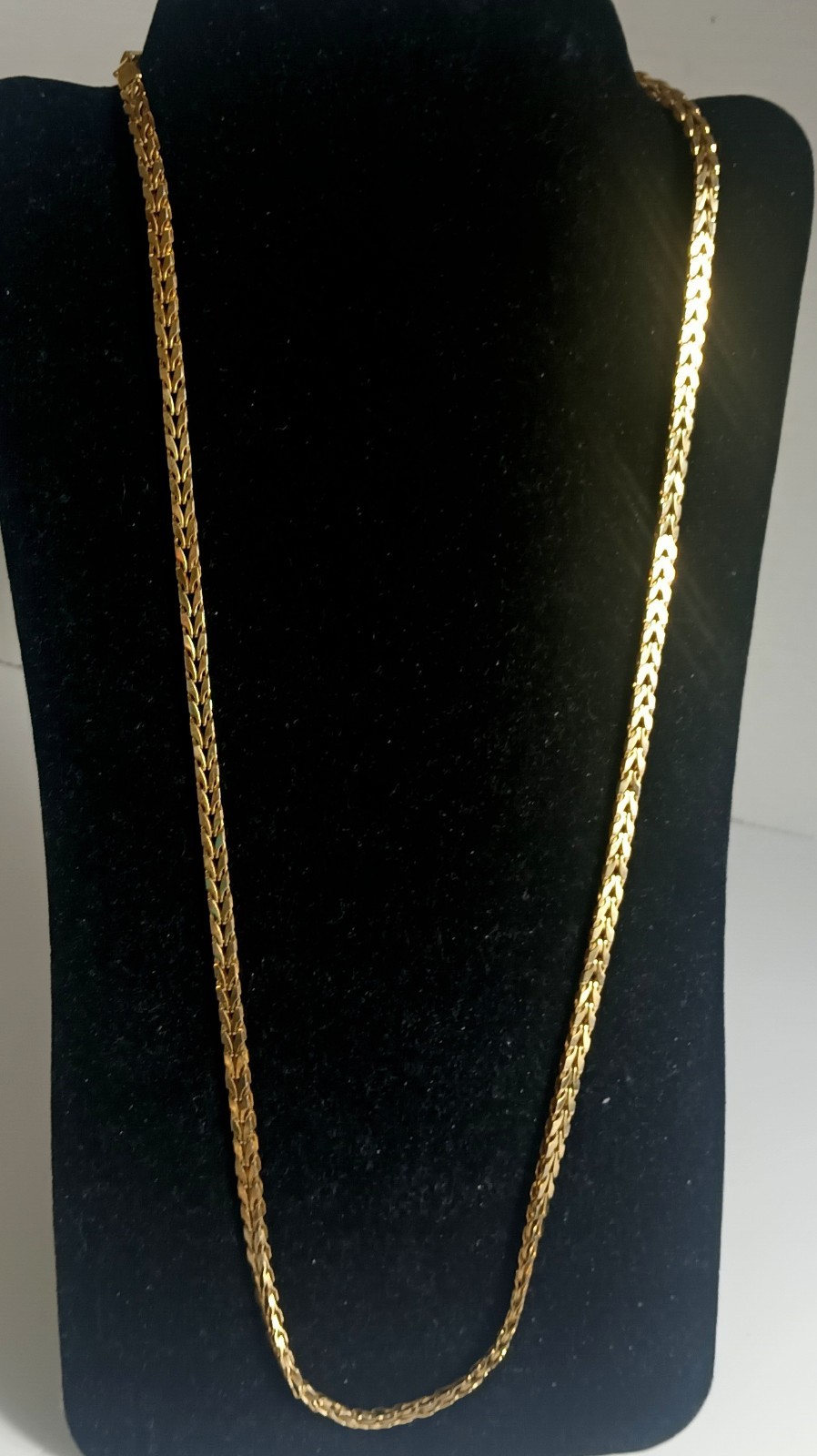 Vintage 10k Gold Plated Flat Spiga Wheat Franco Foxtail Chain Necklace 30″