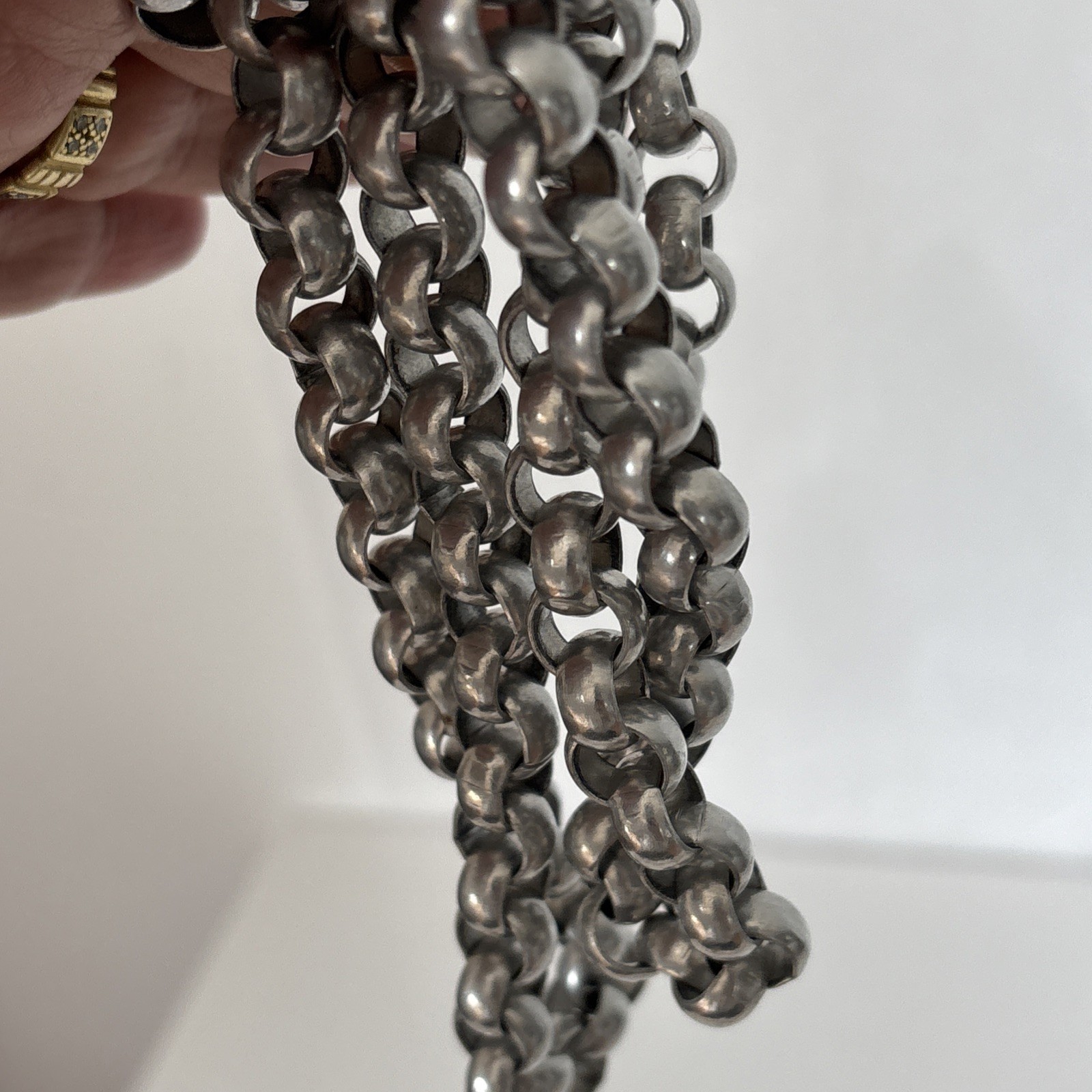 Vintage MCM Aluminum Link Necklace Bright Shiny