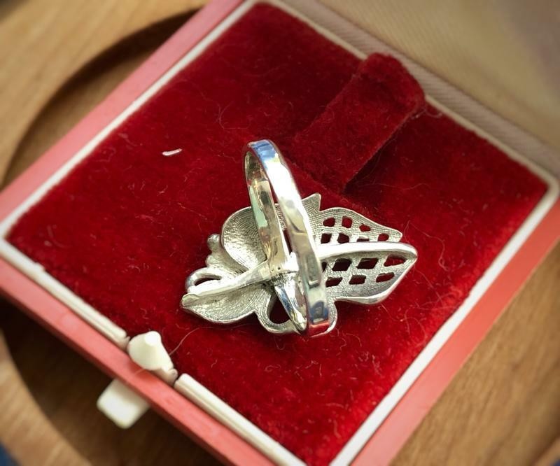 Blue Enamel Estate Sterling Silver 925 Vintage Soviet Jewelry Ring USSR Size 7