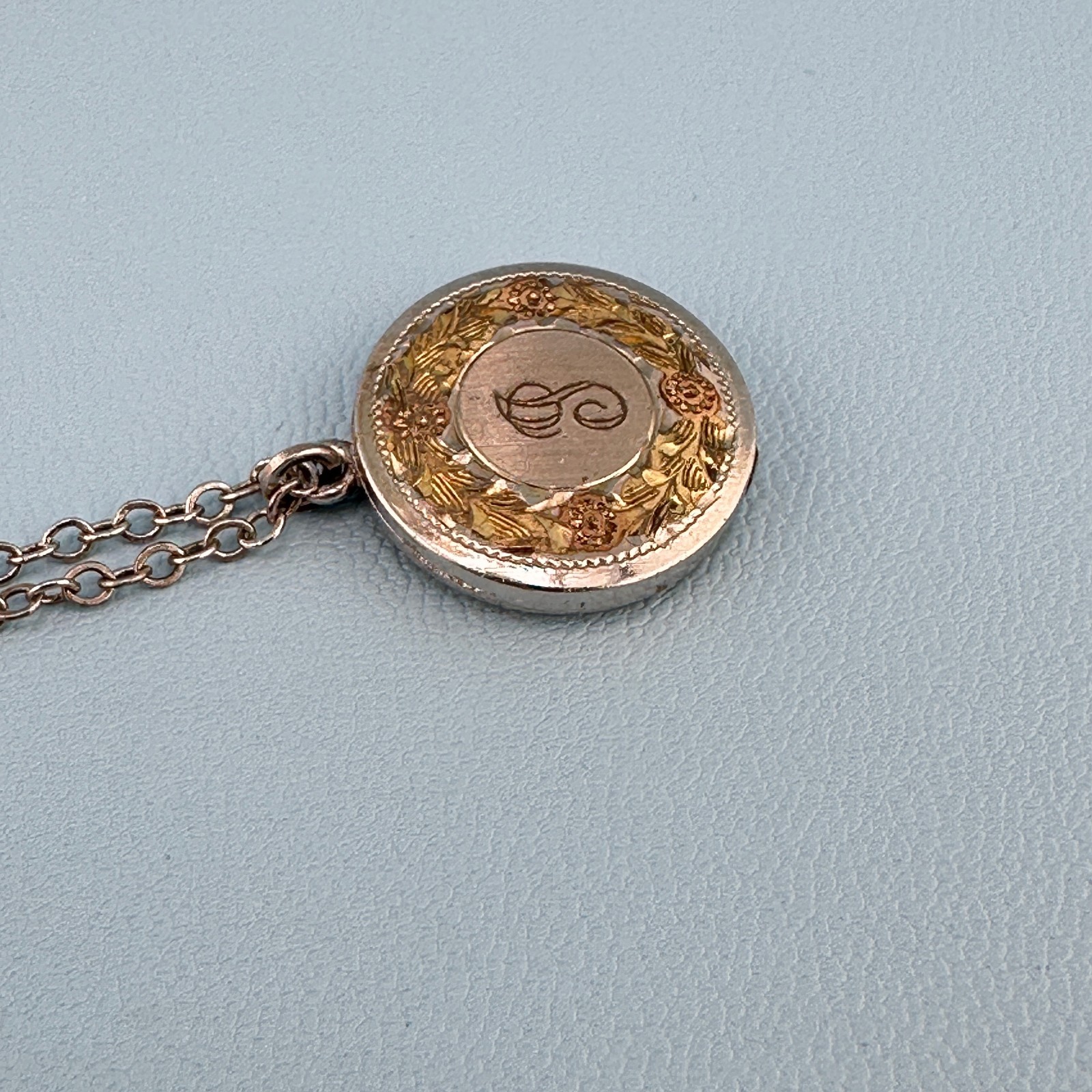 Vintage Locket Necklace Sterling 925 Gold Tone Inlay Letter P 1975 Engraved