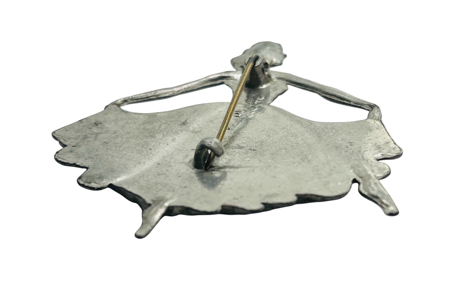 Vintage Pot Metal Figural Ballerina Signed Numbered Figural Brooch C Clasp