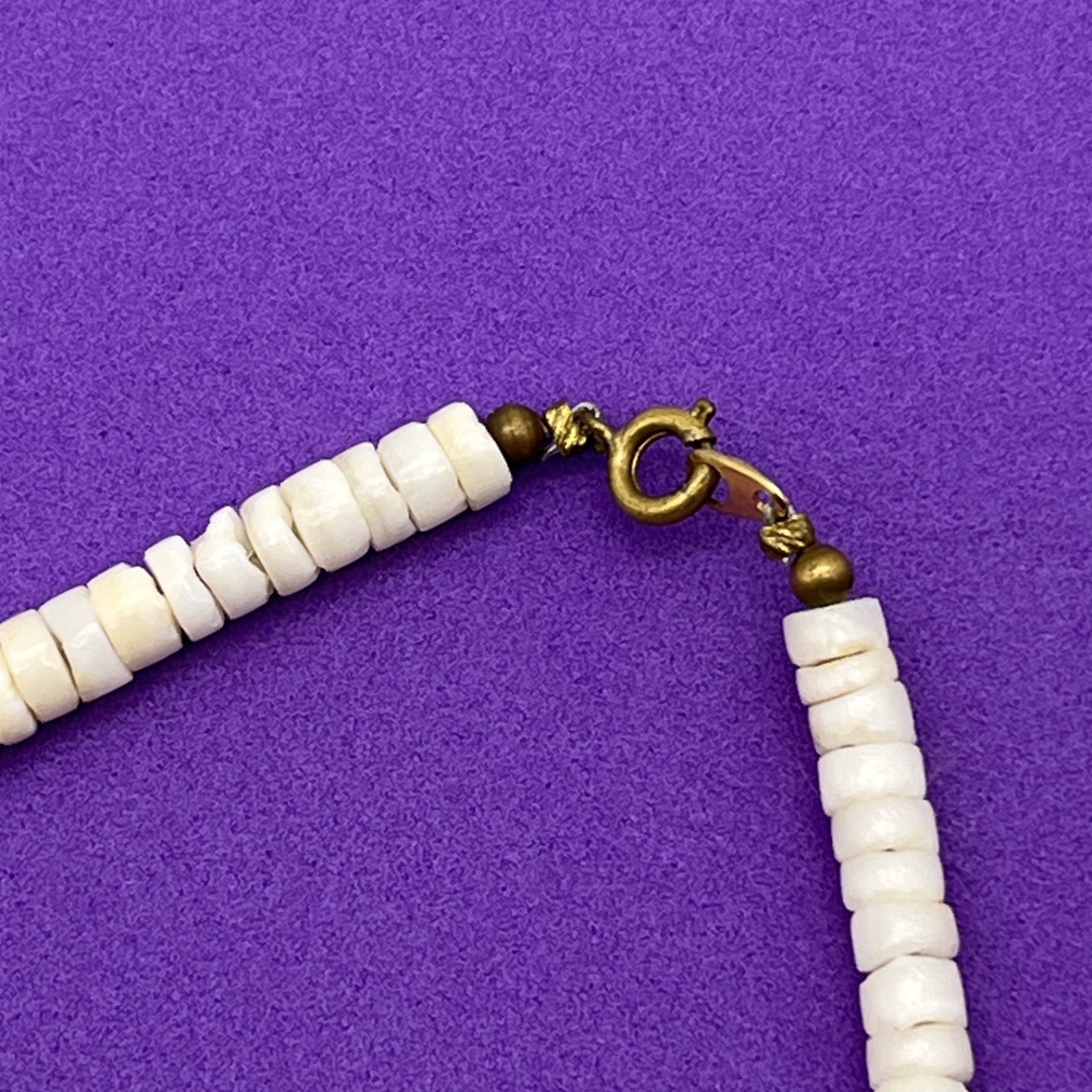 Puka Shell Heishi Surfer Necklace Periwinkle Shell Accents 16″
