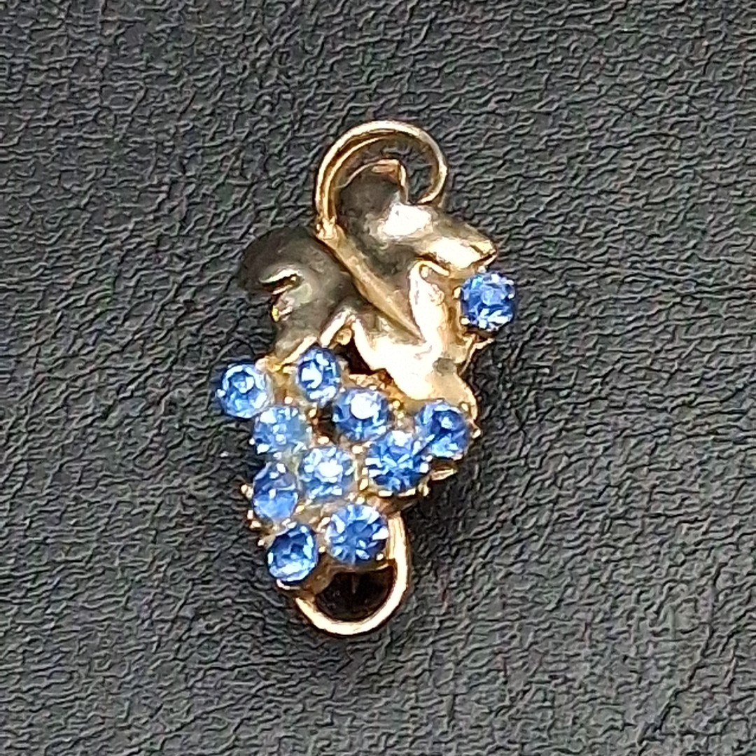 Vintage Small Bunch Of Grapes Pin Brooch Blue Rhinestone. 16.873